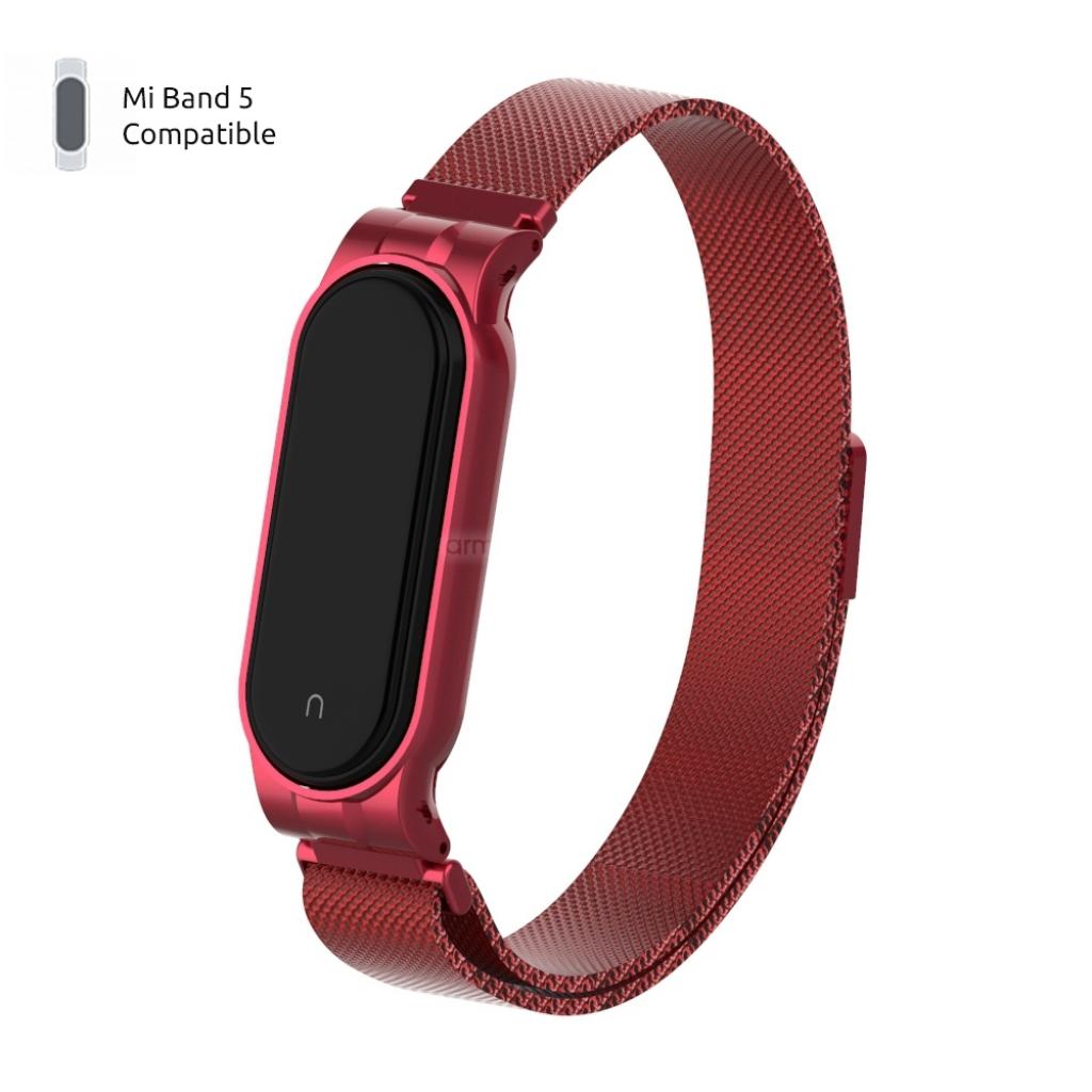 Ремінець до фітнес браслета Armorstandart Milanese Magnetic Band для Xiaomi Mi Band 5 Red (ARM56850) - зображення 1