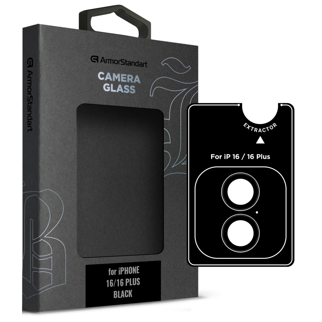 Скло захисне Armorstandart for Camera Supreme BI iPhone 16/16 Plus Black (ARM79425) - зображення 1
