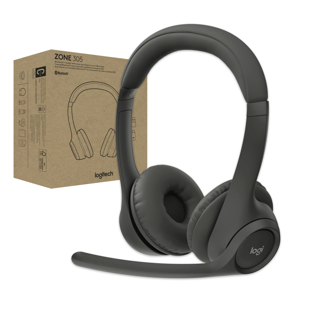 Навушники Logitech Zone 305 for Business Wireless/Bluetooth UC Black (981-001453) - зображення 4