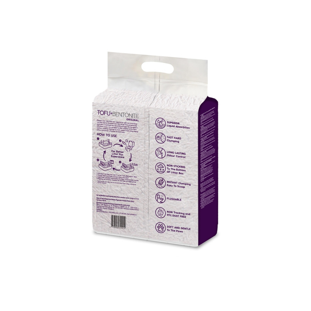 Наповнювач для туалету Velvet Paw TOFU з бентонітом, оригінальний (2 мм) 2.6 кг (TOF70021) - изображение 2