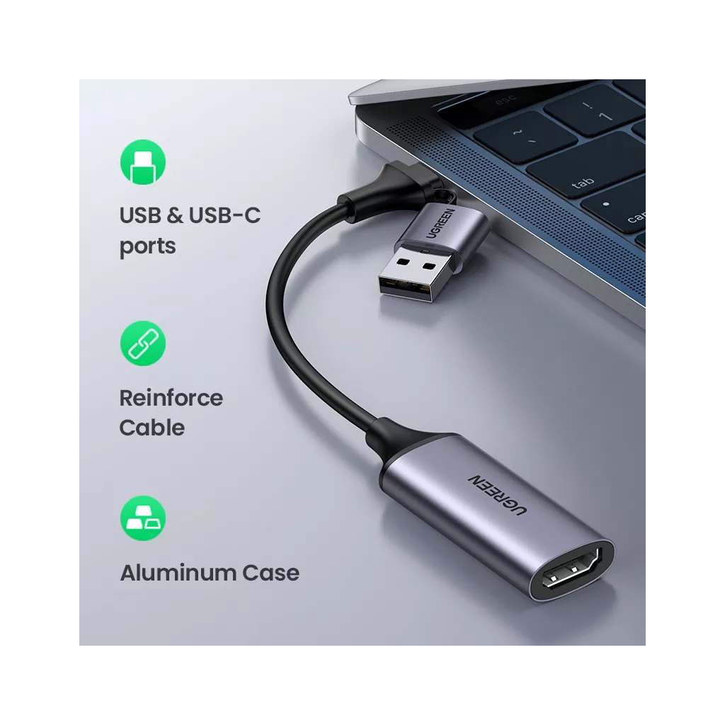 Перехідник USB/USB-C to HDMI 4K/60Hz Ugreen (40189) - зображення 4