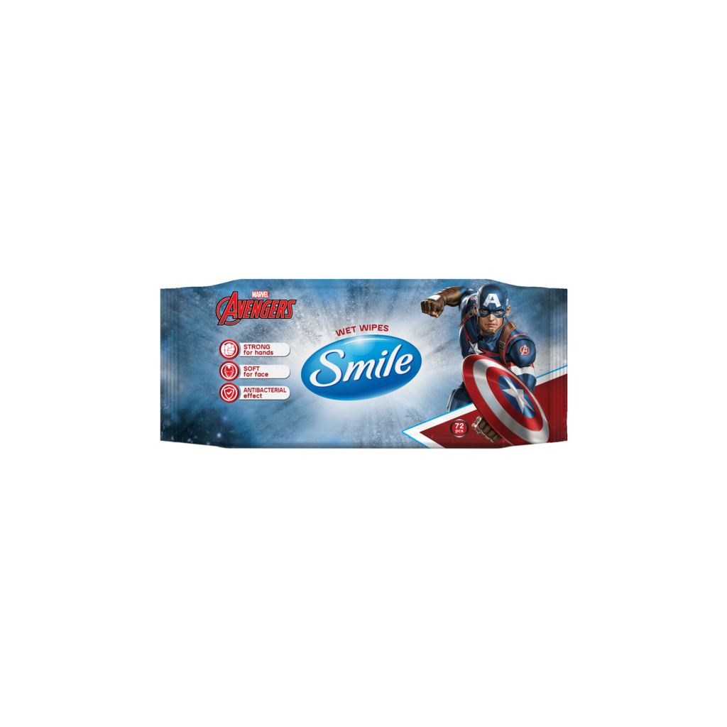 Дитячі вологі серветки Smile baby Marvel Antibacterial 72 шт (4823071642254) - изображение 1