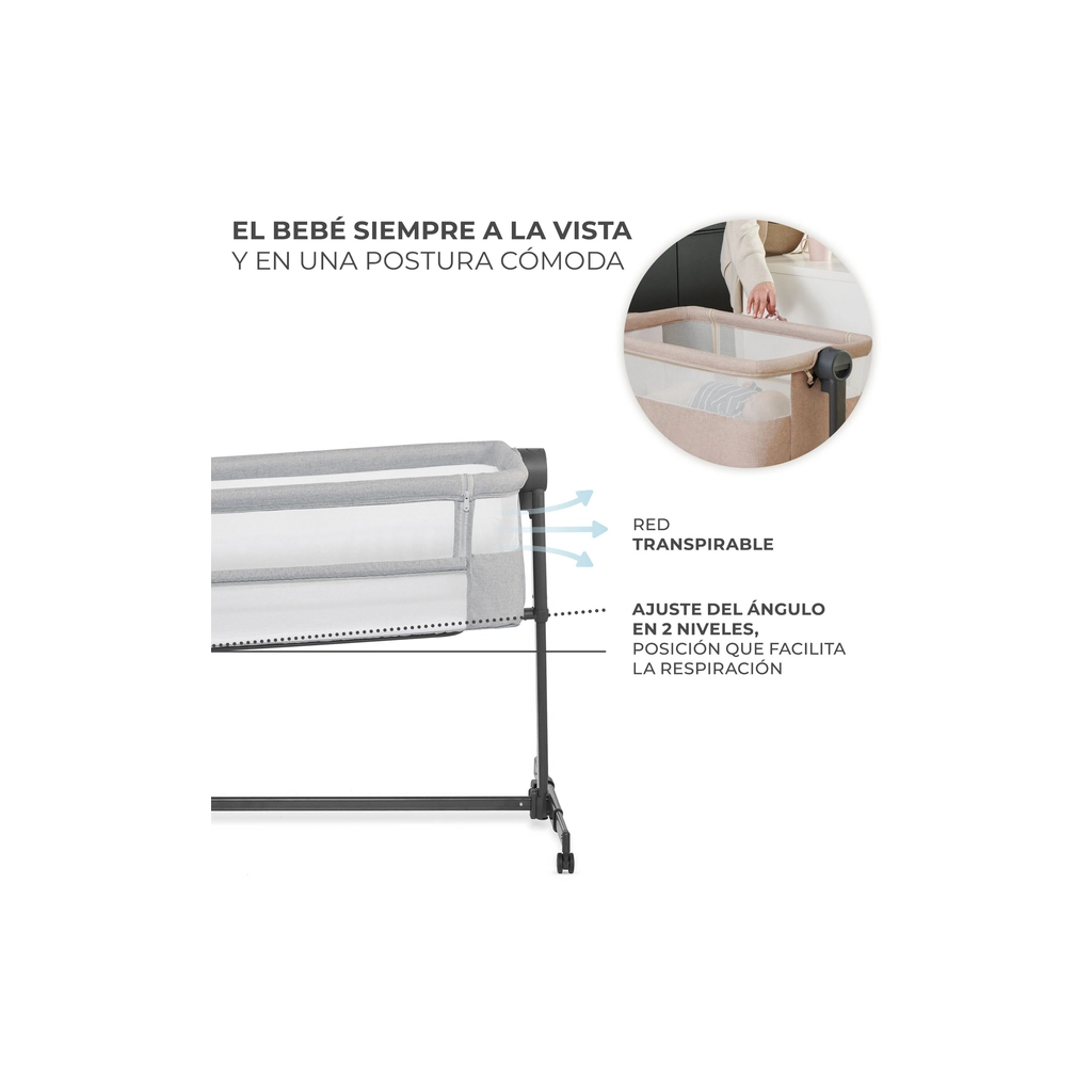 Ліжечко Kinderkraft Приставне ліжечко-люлька Neste Up 2 Light Grey (5902533924523) - изображение 7