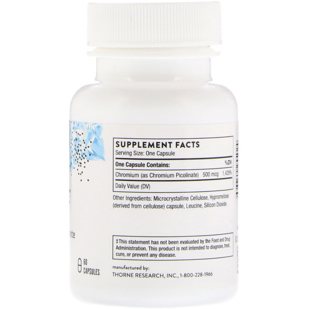 Мінерали Thorne Research Хром Пиколинат 500 мкг, Chromium Picolinate, 60 капсул (THR-25502) - зображення 2
