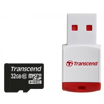 Карта пам'яті Transcend Miсro-SDHC memory card 32GB + P3 Card Reader, class 10 (TS32GUSDHC10-P3) - зображення 1