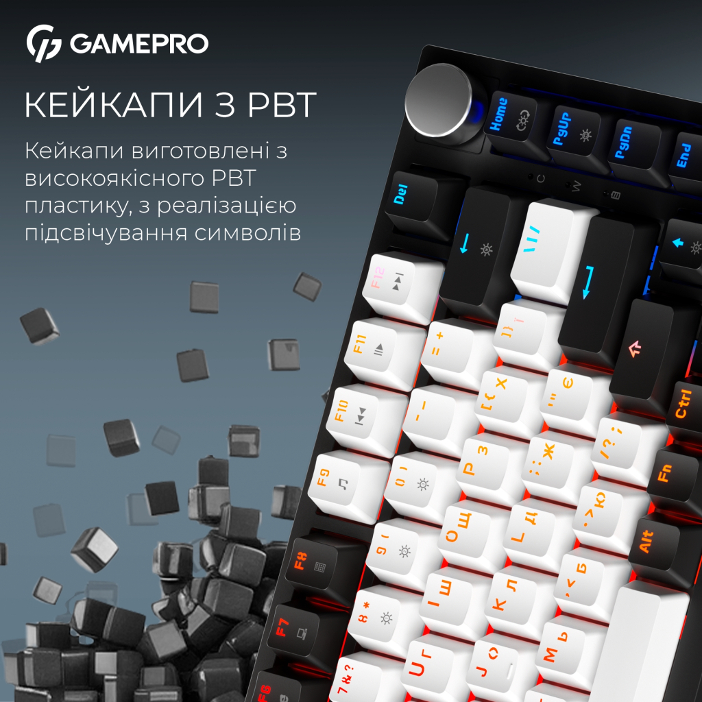 Клавіатура GamePro Asgard Valhalla MK160B Pro 75 RGB Wireless/Bluetooth/USB Black (MK160B Pro) - зображення 7