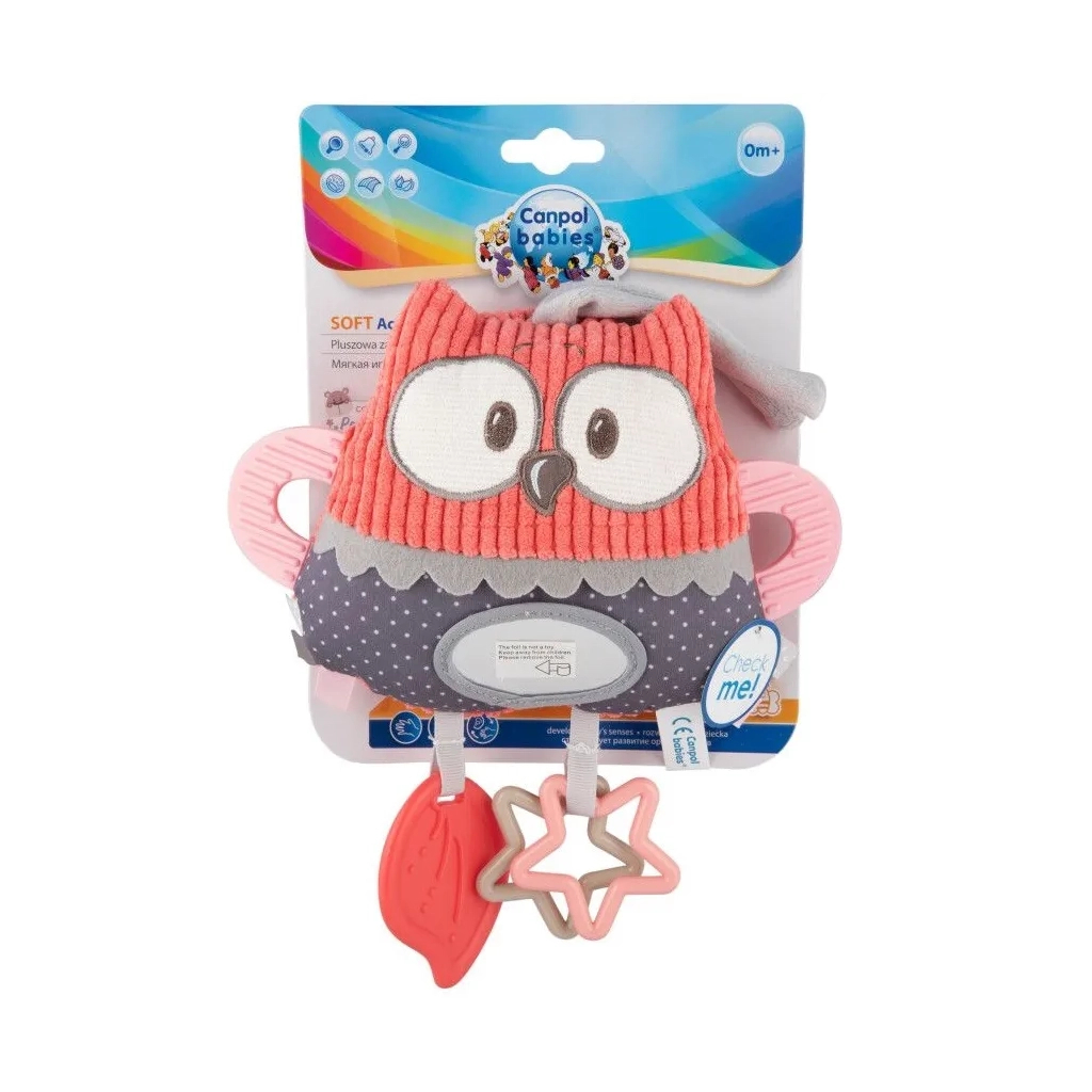 Іграшка на коляску Canpol Pastel Friends плюшева розвивальна Коралова (68/065_cor) - зображення 1