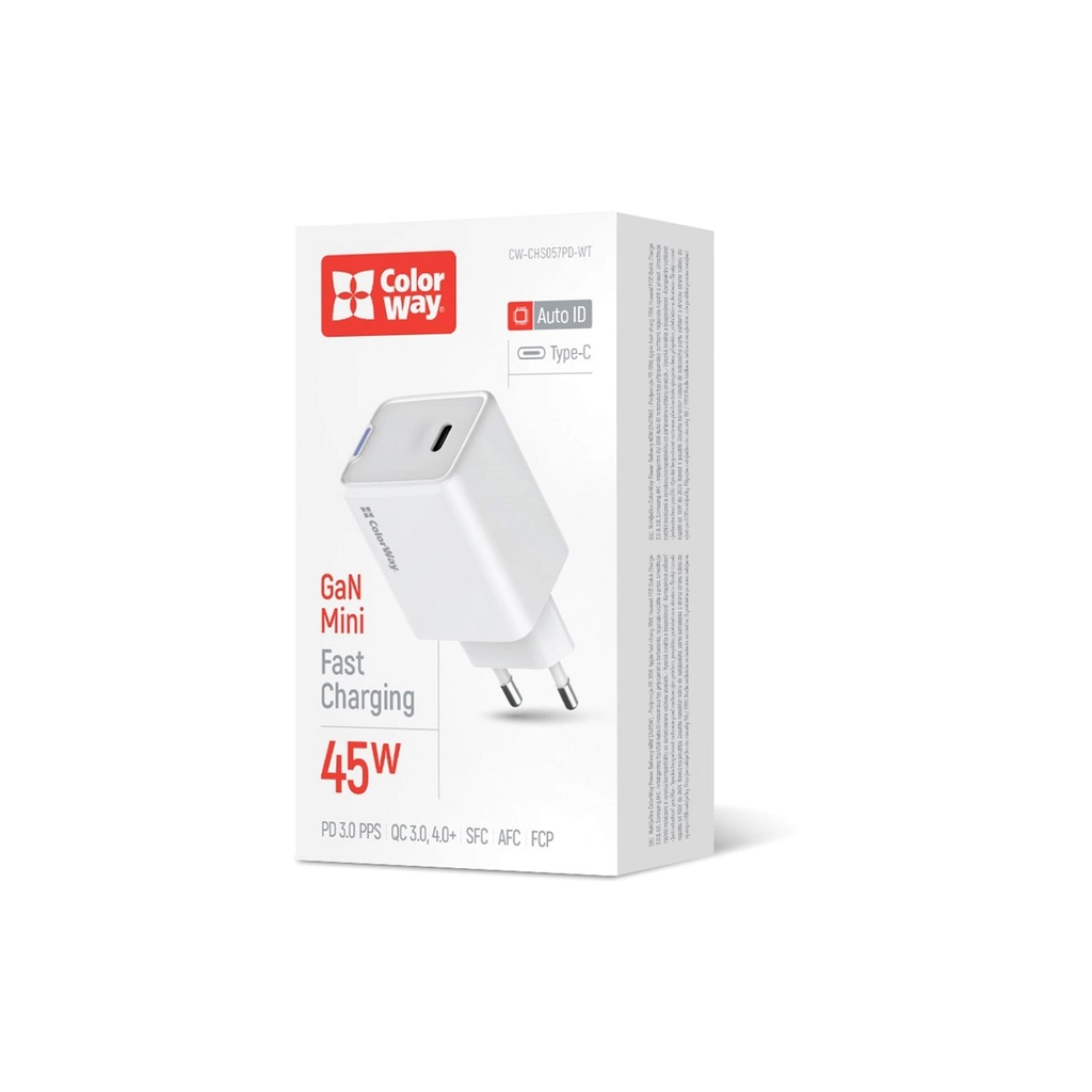 Зарядний пристрій ColorWay GaN Mini 45W PD Port PPS USB-C white (CW-CHS057PD-WT) - зображення 6