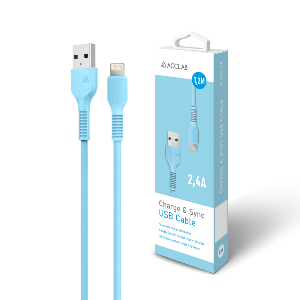 Дата кабель USB 2.0 AM to Lightning 1.2m Blue ACCLAB (1283126518188) - зображення 6