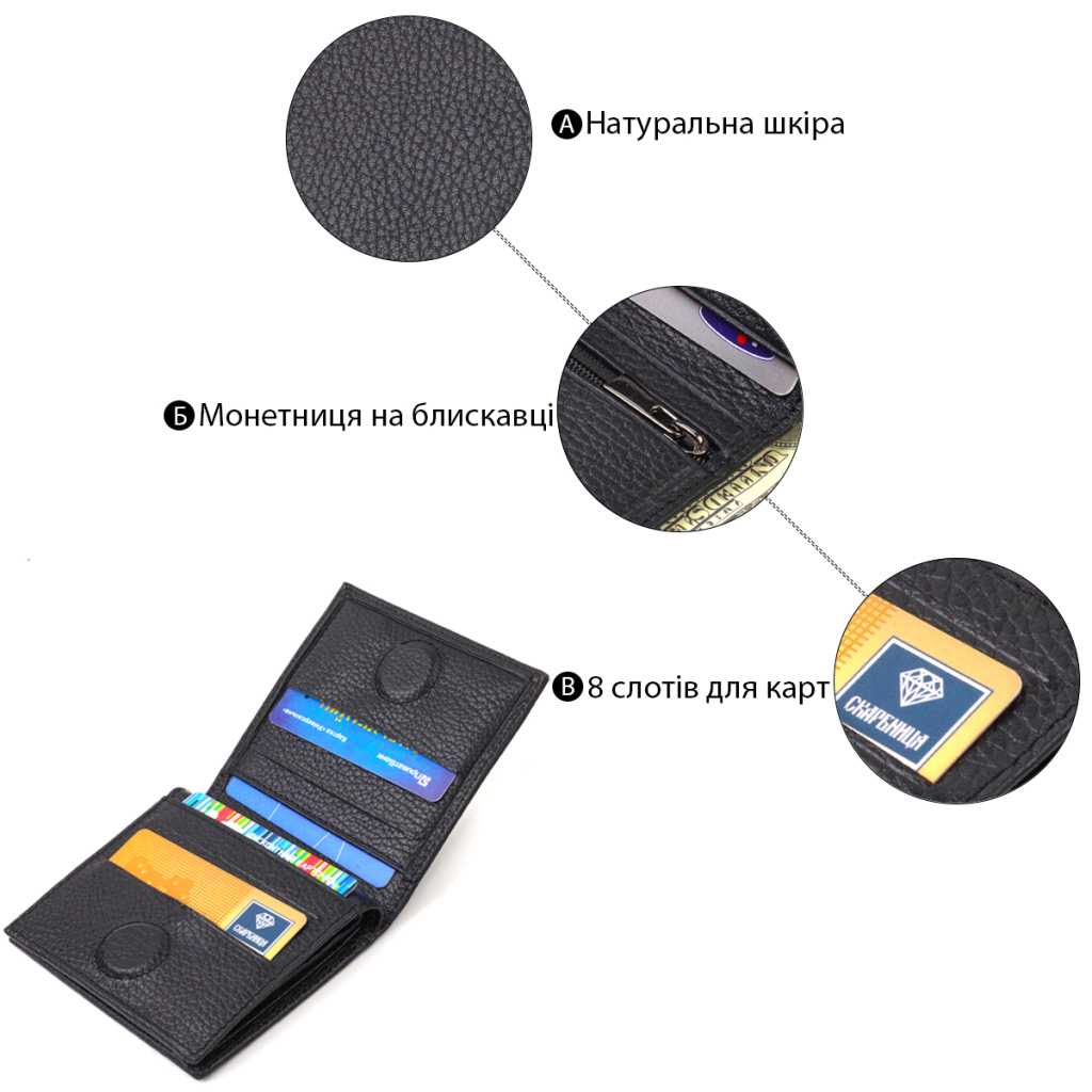 Портмоне Canpellini З натуральної шкіри Чорне (21742) - зображення 4