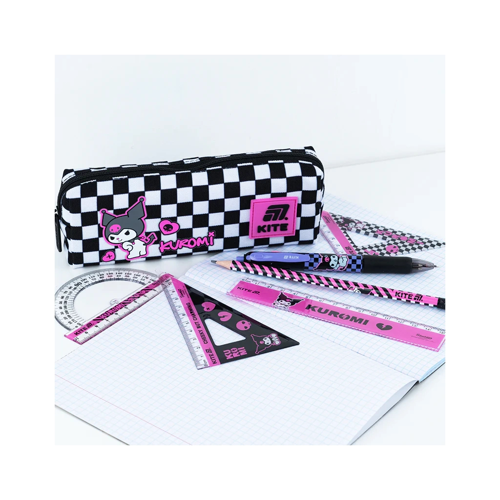 Лінійка Kite набір: лінійка 15 см, 2 косинця, транспортир Kuromi (HK25-282) - изображение 3