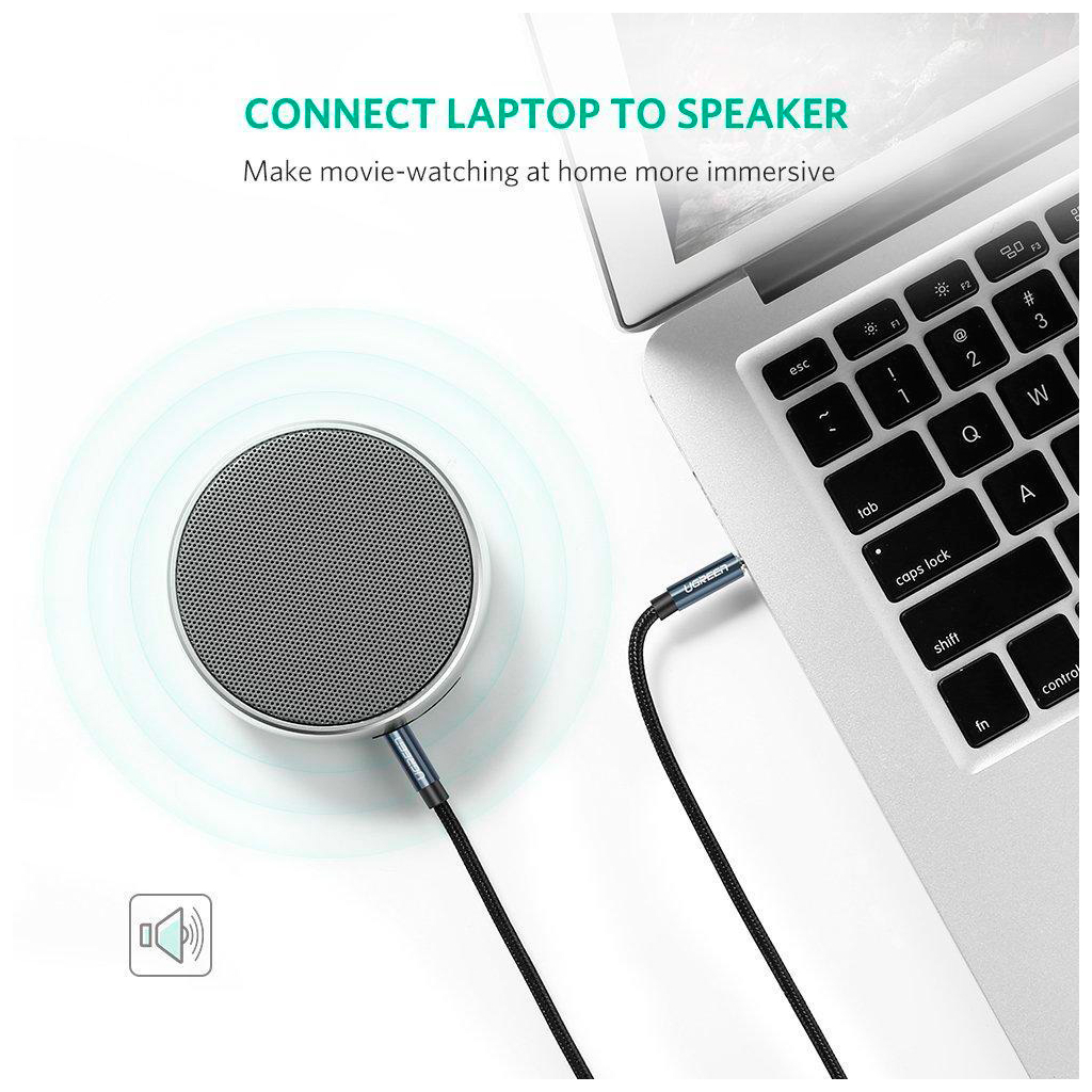 Кабель мультимедійний 3.5mm M to 3.5mm M 0.5m 90° corner AV112 blue Ugreen (60178) - picture 3