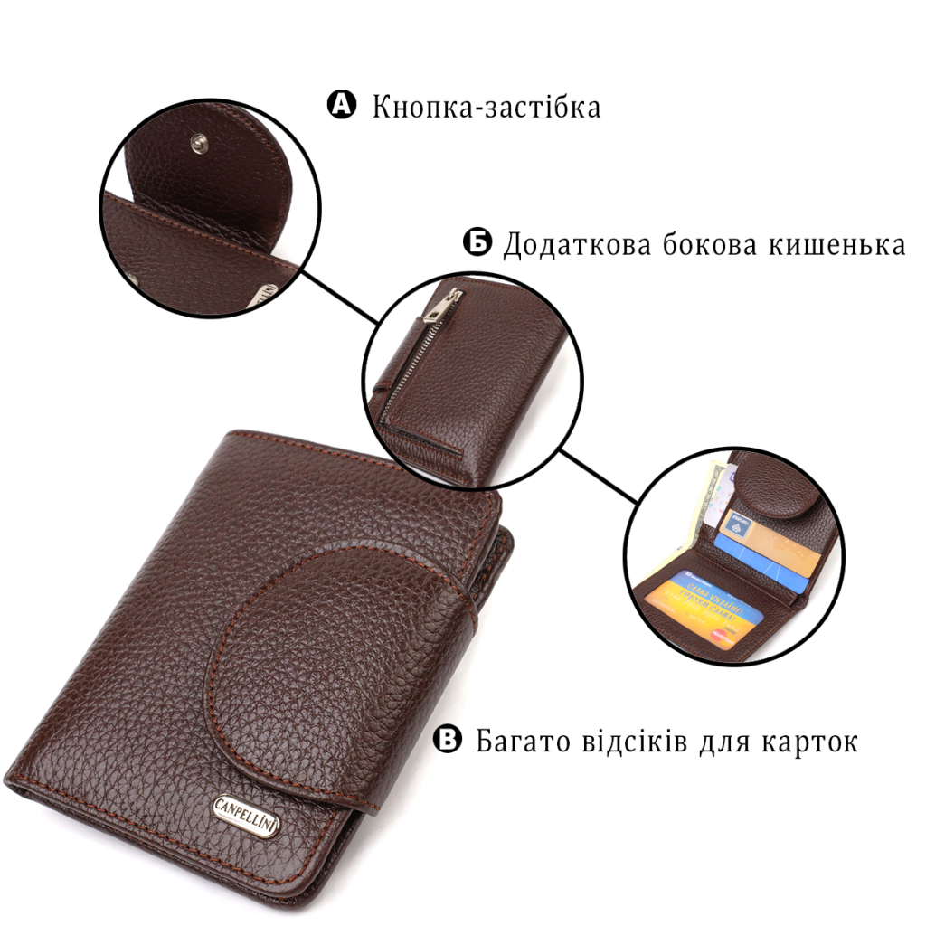 Портмоне Canpellini З натуральної шкіри Коричневе (21808) - зображення 4