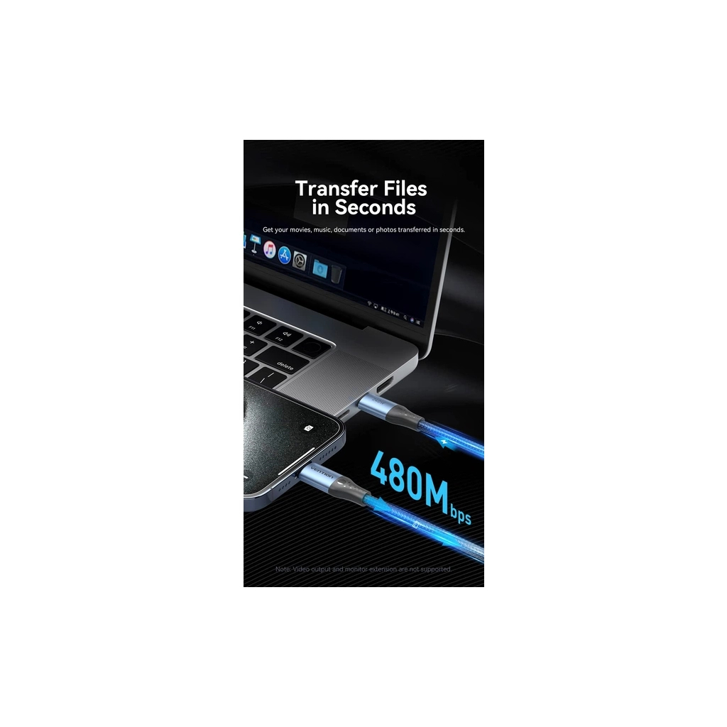 Дата кабель USB-C to USB-C 1.5m 240W aluminum black Vention (TREBG) - изображение 9