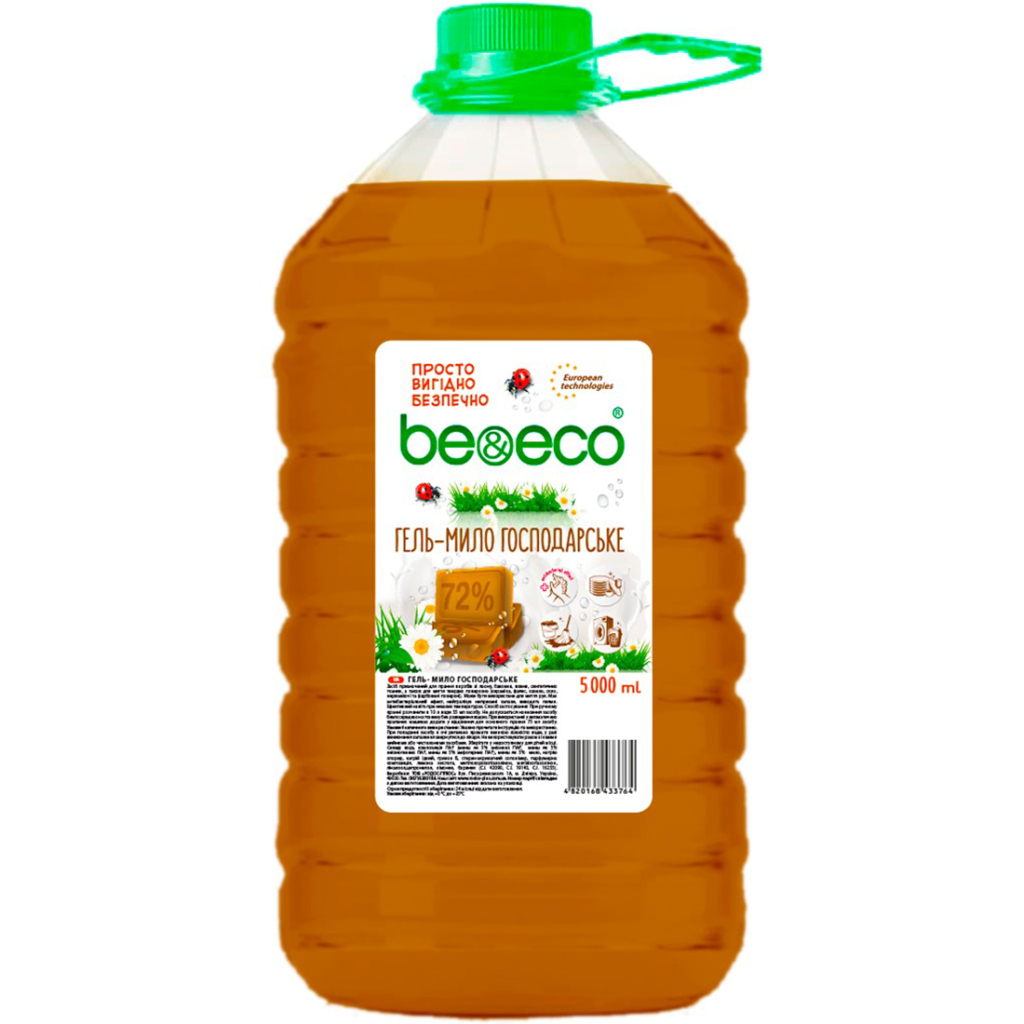 Гель для прання Be&Eco мило господарське коричневе 5 л (4820168433764) - зображення 1