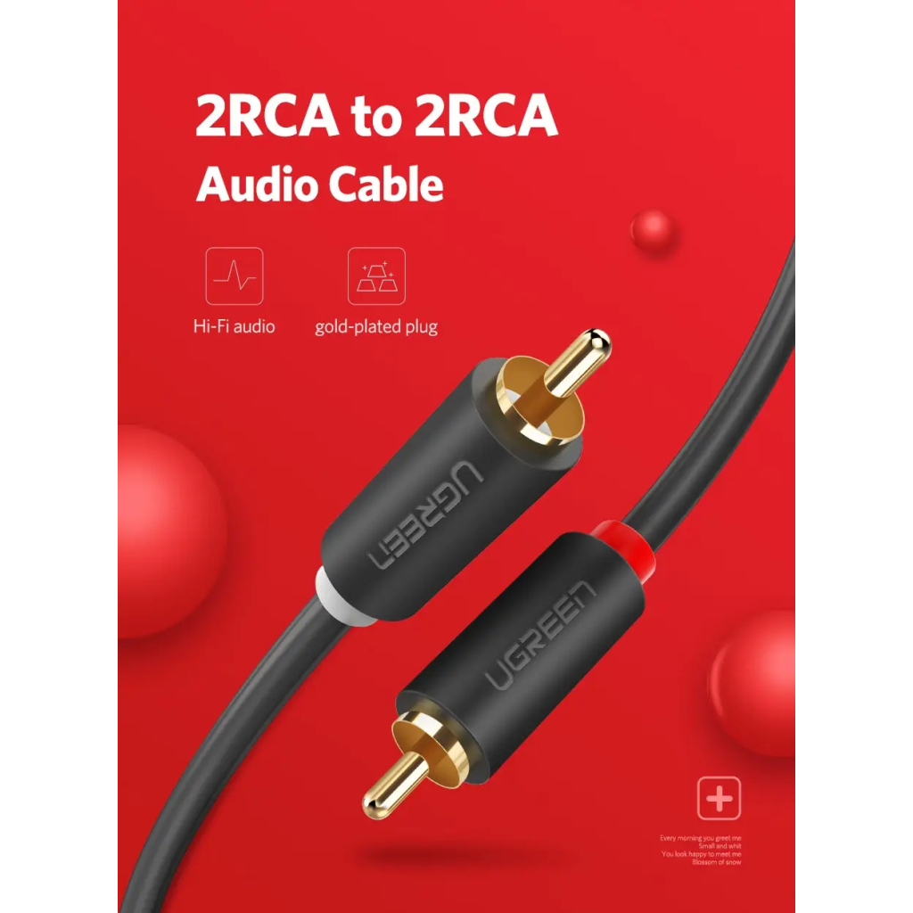 Кабель мультимедійний 2xRCA M to 2xRCA M 1.0m AV104 black Ugreen (30747) - picture 2