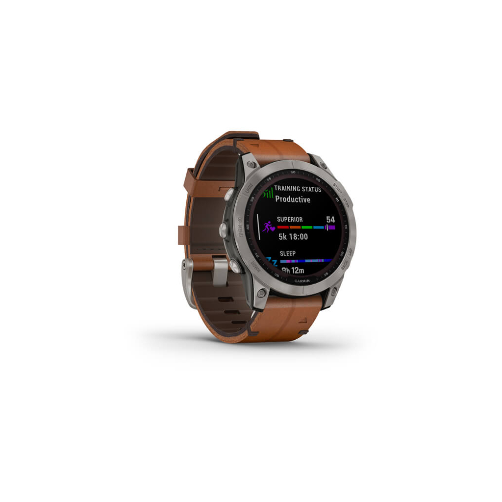 Смарт-годинник Garmin fenix 7 Sapph Solar Titanium w/ Chestnut Leather Band, GPS (010-02540-31) - зображення 2