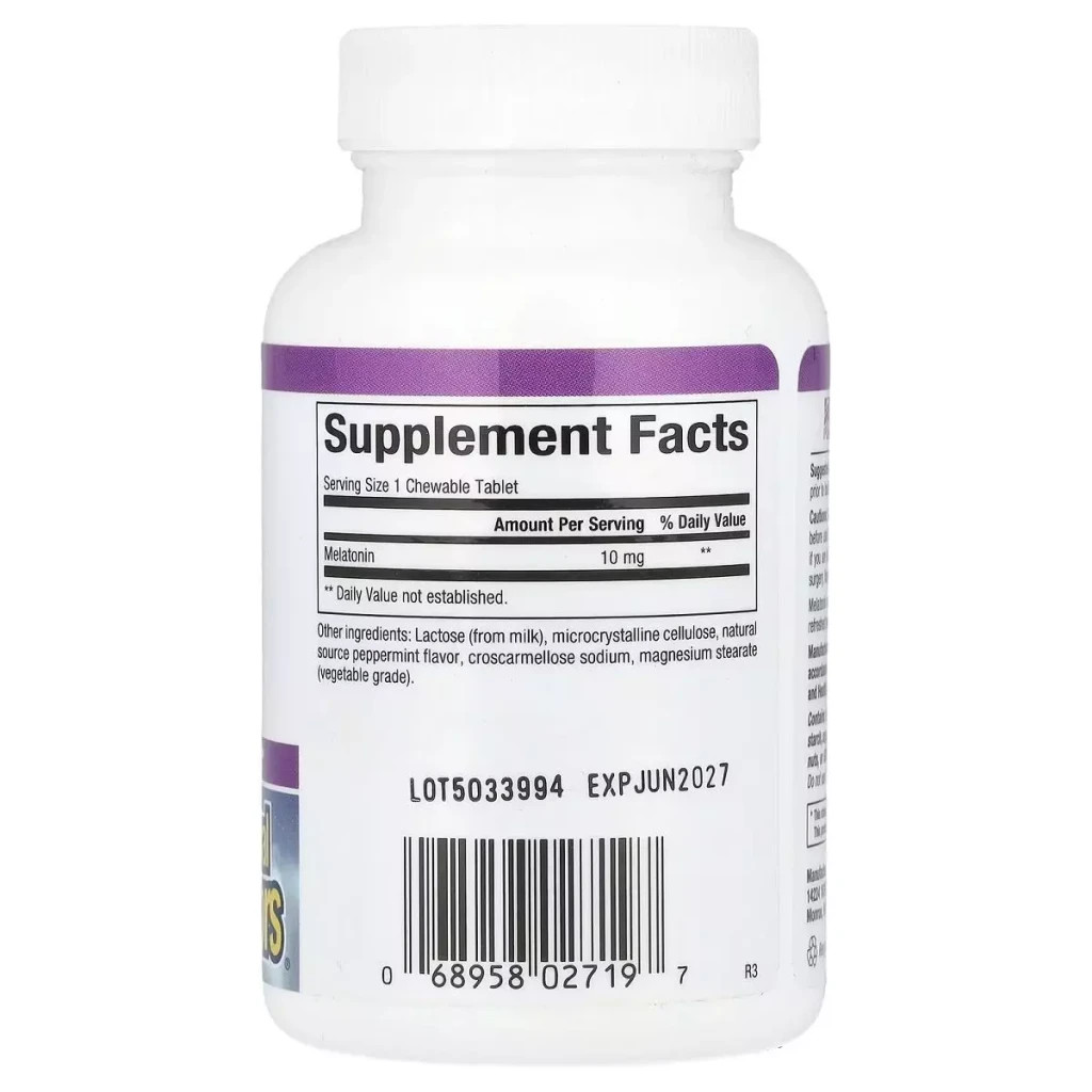 Амінокислота Natural Factors Мелатонін, 10 мг, Stress Relax, Melatonin, 60 жувальних таблеток (NFS-02719) - зображення 2