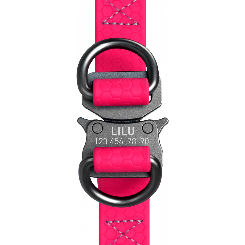 Шлея для собак WAUDOG Waterproof металічна пряжка-фастекс Ш 15 мм Д 40-55 см рожева (27647) - зображення 2