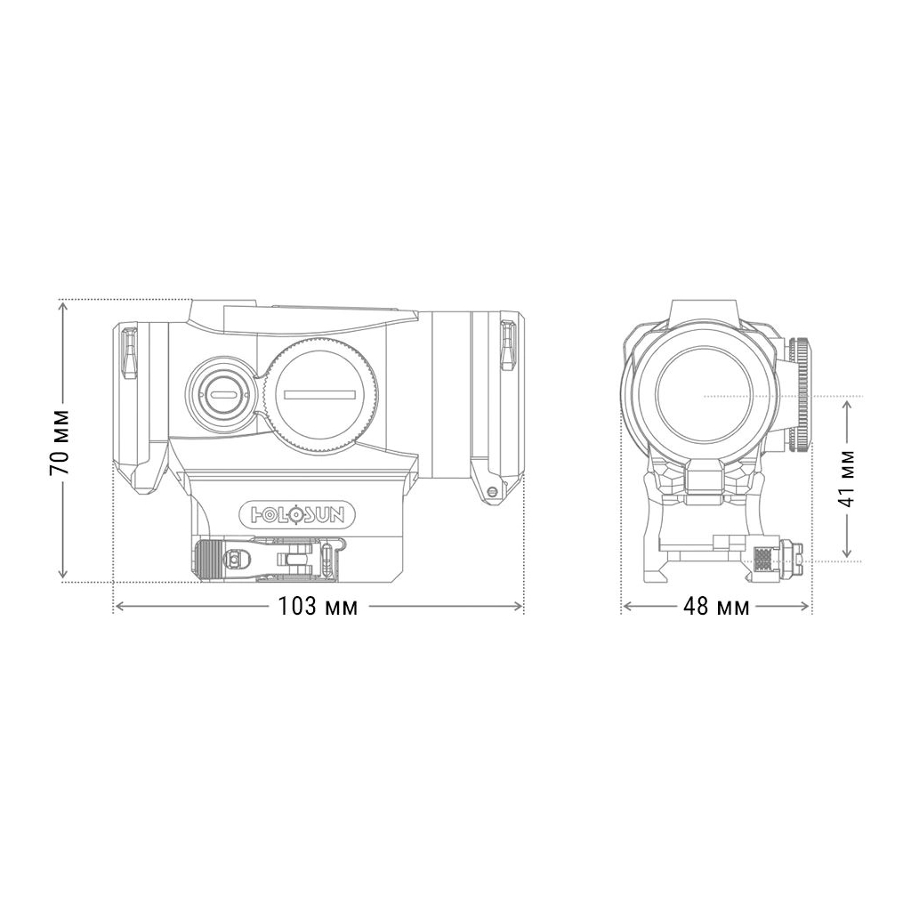 Коліматорний приціл Holosun HE530G-RD точка 2 MOA + коло 65 МОА (Red) (HE530G-RD) - зображення 7