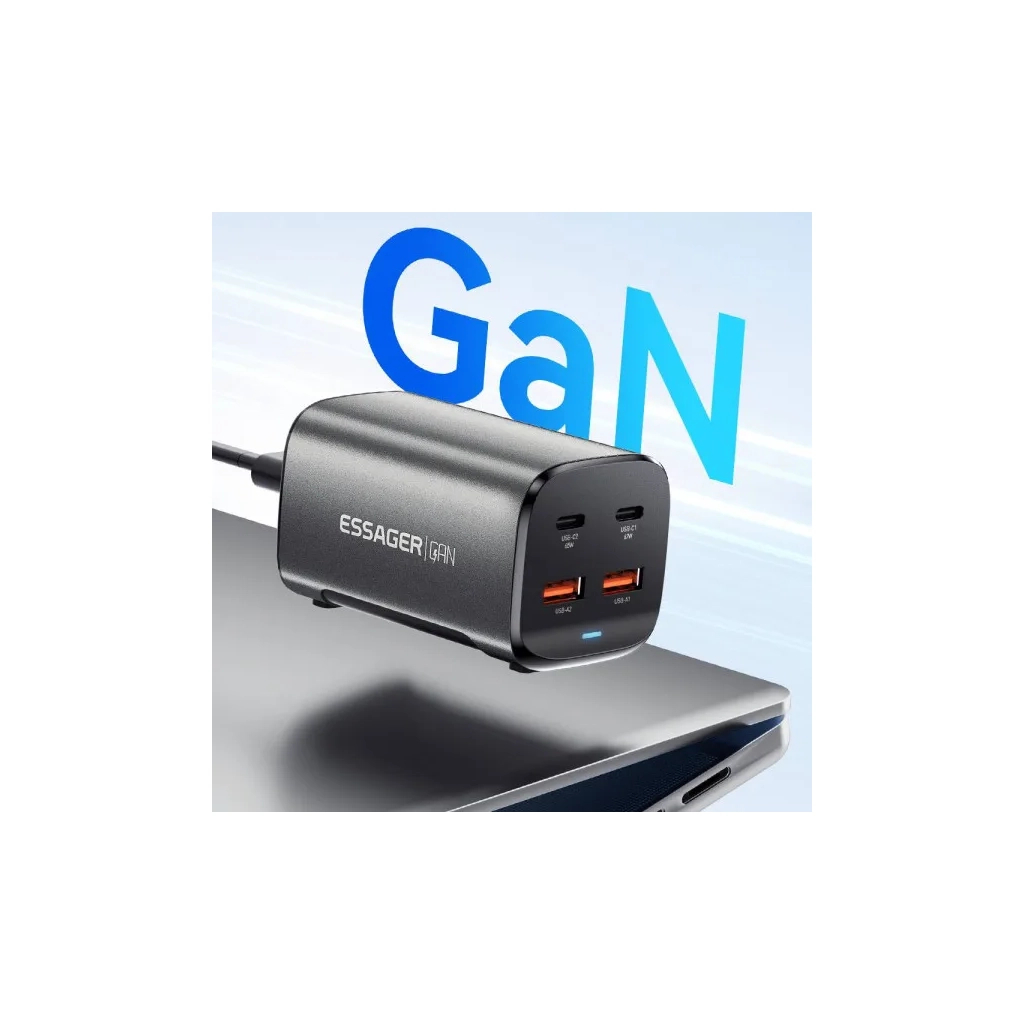 Зарядний пристрій Essager 2xUSB-C + 2xUSB 67W GaN (ECT2AC-JYB0G-Z) - зображення 6