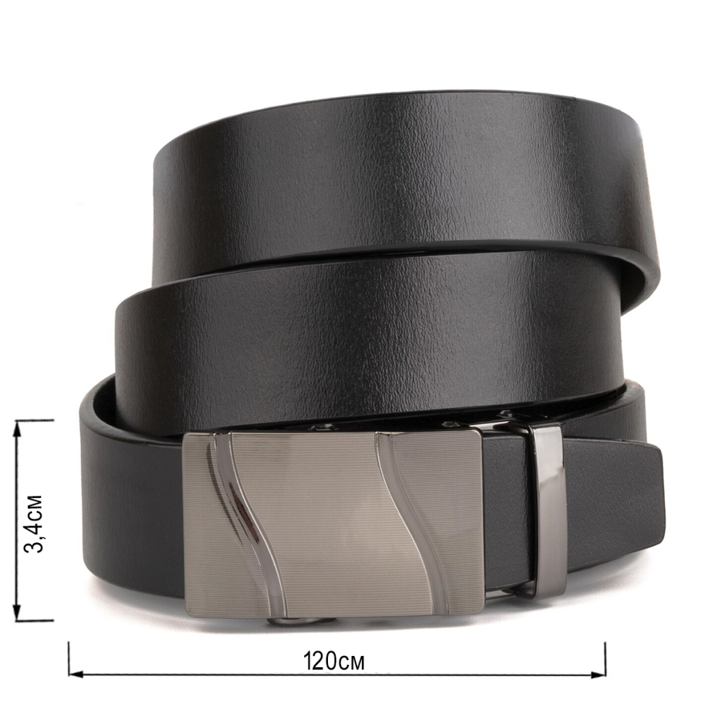 Ремінь Vintage Чоловічий з пряжкою хвиля Чорний (20336) - зображення 3