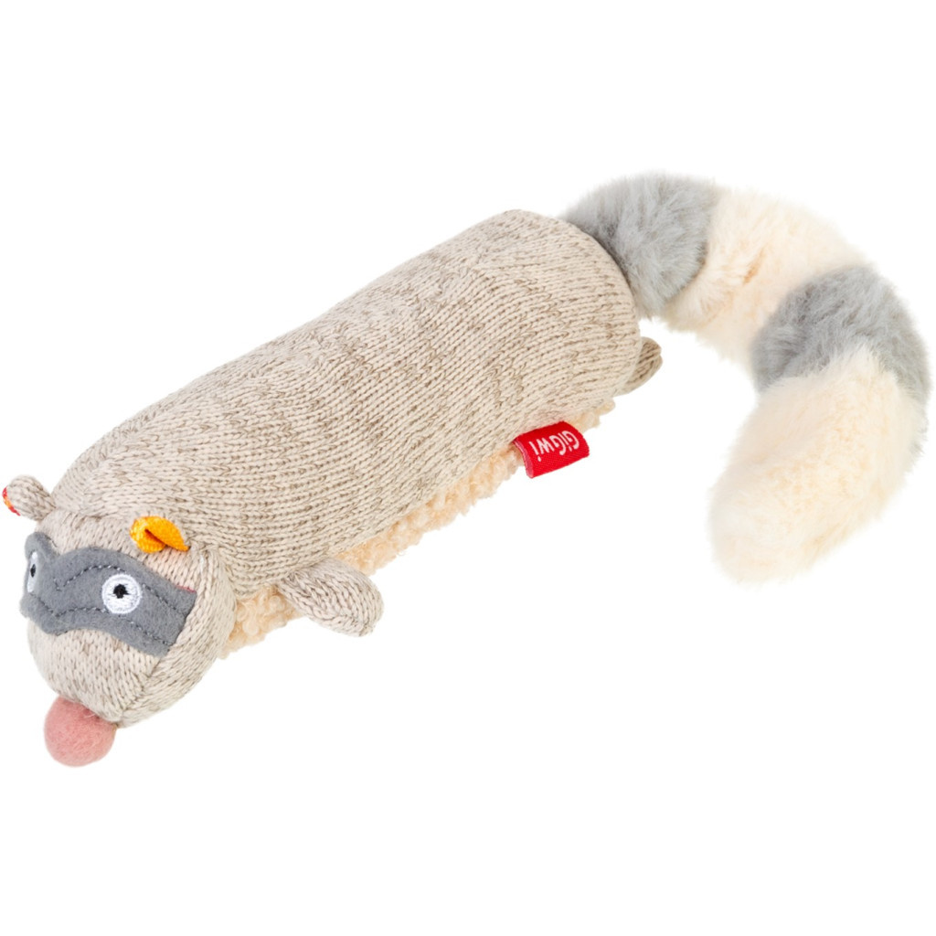 Іграшка для собак GiGwi Plush Єнот з пискавкою 17 см (75310) - зображення 1