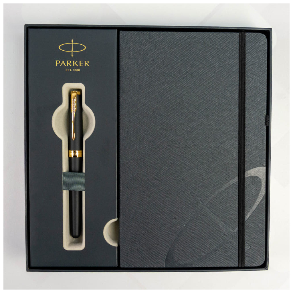 Ручка пір'яна Parker SONNET 17 Matte Black Lacquer GT FP F + блокнот Parker + подар.упаковка GIFT24 (84 811b24) - изображение 4