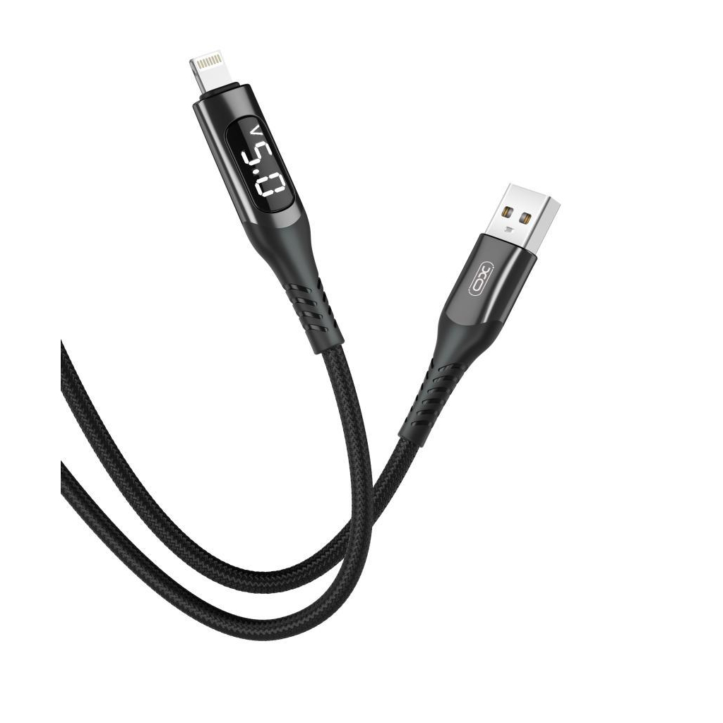 Дата кабель USB 2.0 AM to Lightning 1.0m 2.4A LED black XO (NB162-L-1-BK) - зображення 1