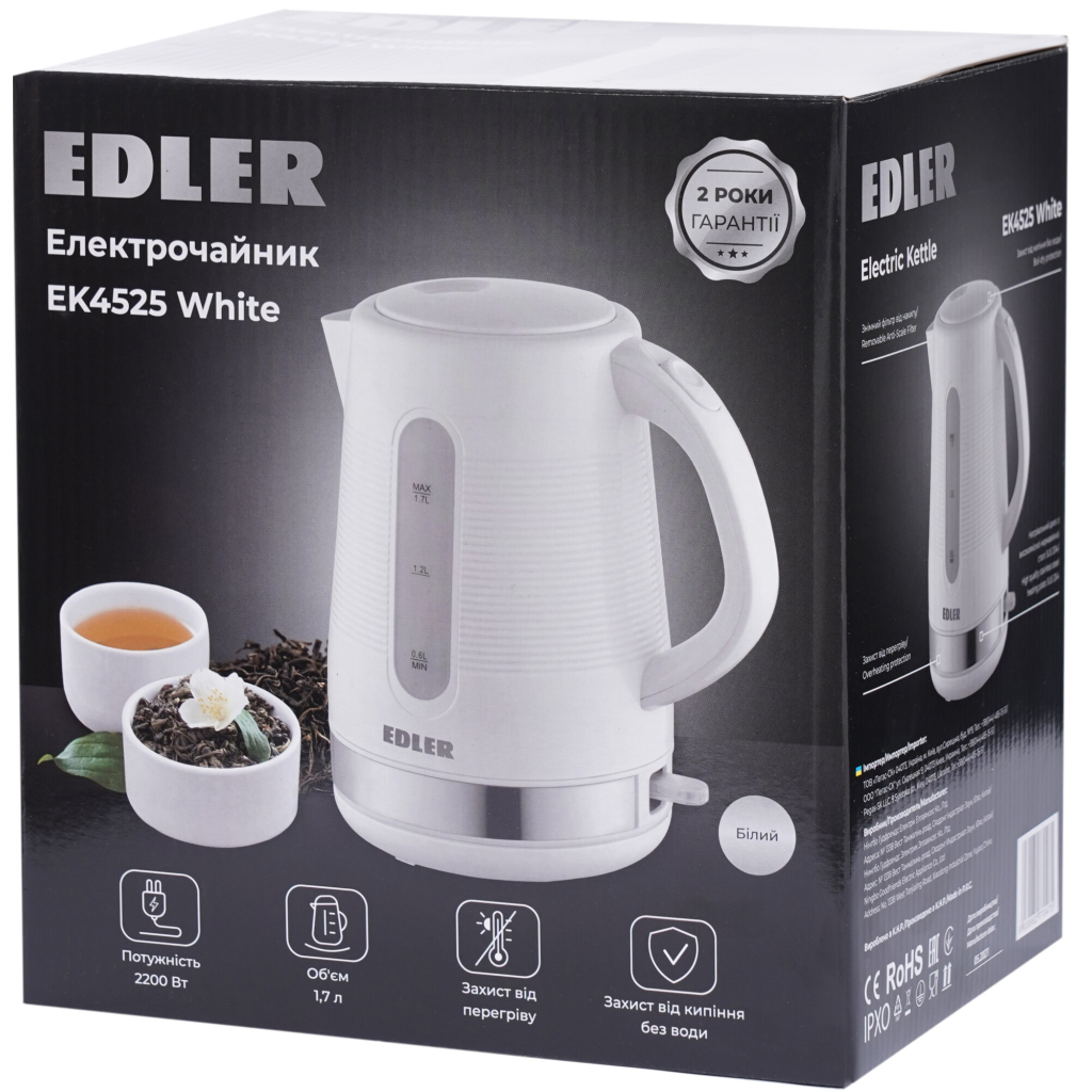 Електрочайник Edler EK4525 white - зображення 10