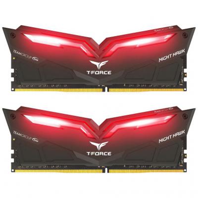 Модуль пам'яті для комп'ютера DDR4 16GB (2x8GB) 3200 MHz T-Force Night Hawk Black LED/Red Team (THRD416G3200HC16CDC01) - зображення 1