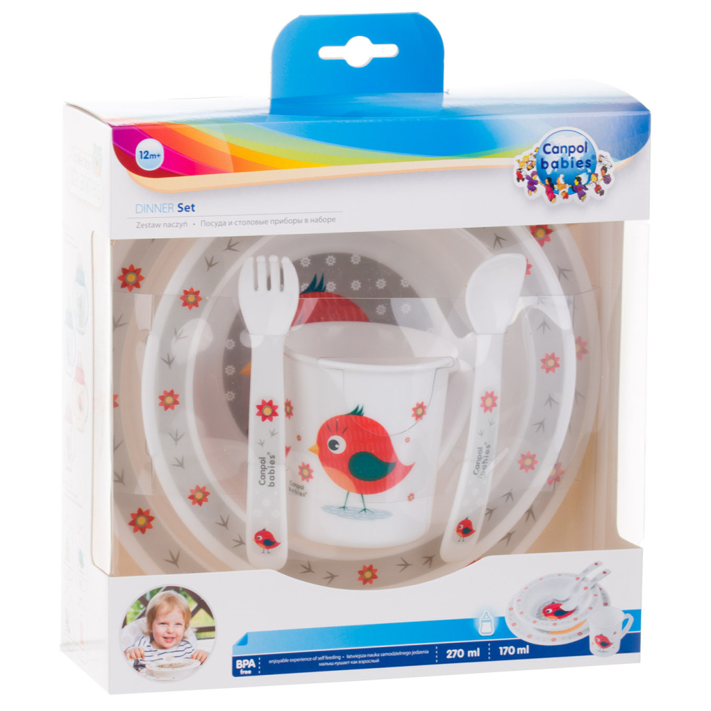 Набір дитячого посуду Canpol babies Cute Animals Пташка Червоний 5 предметів (4/401_red) - зображення 7