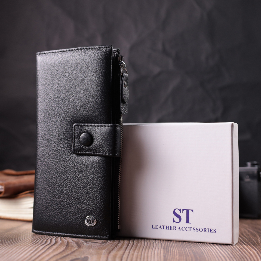 Гаманець ST Leather З натуральної шкіри Чорний (22537) - зображення 11