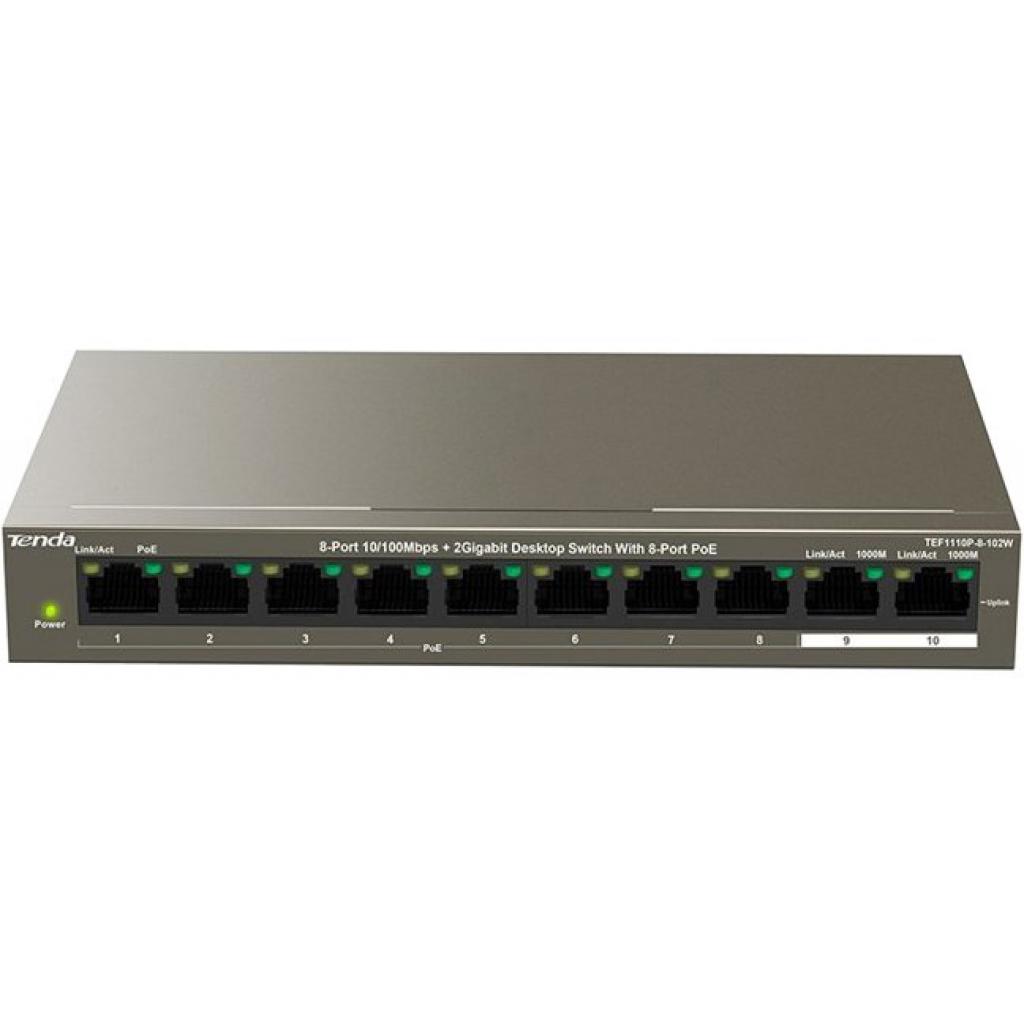 Комутатор мережевий Tenda TEF1110P-8-102W - зображення 1