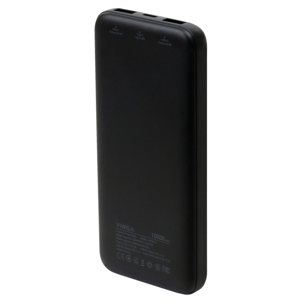Батарея універсальна Vinga 10000 mAh 10W Black (VPBB10) - зображення 3