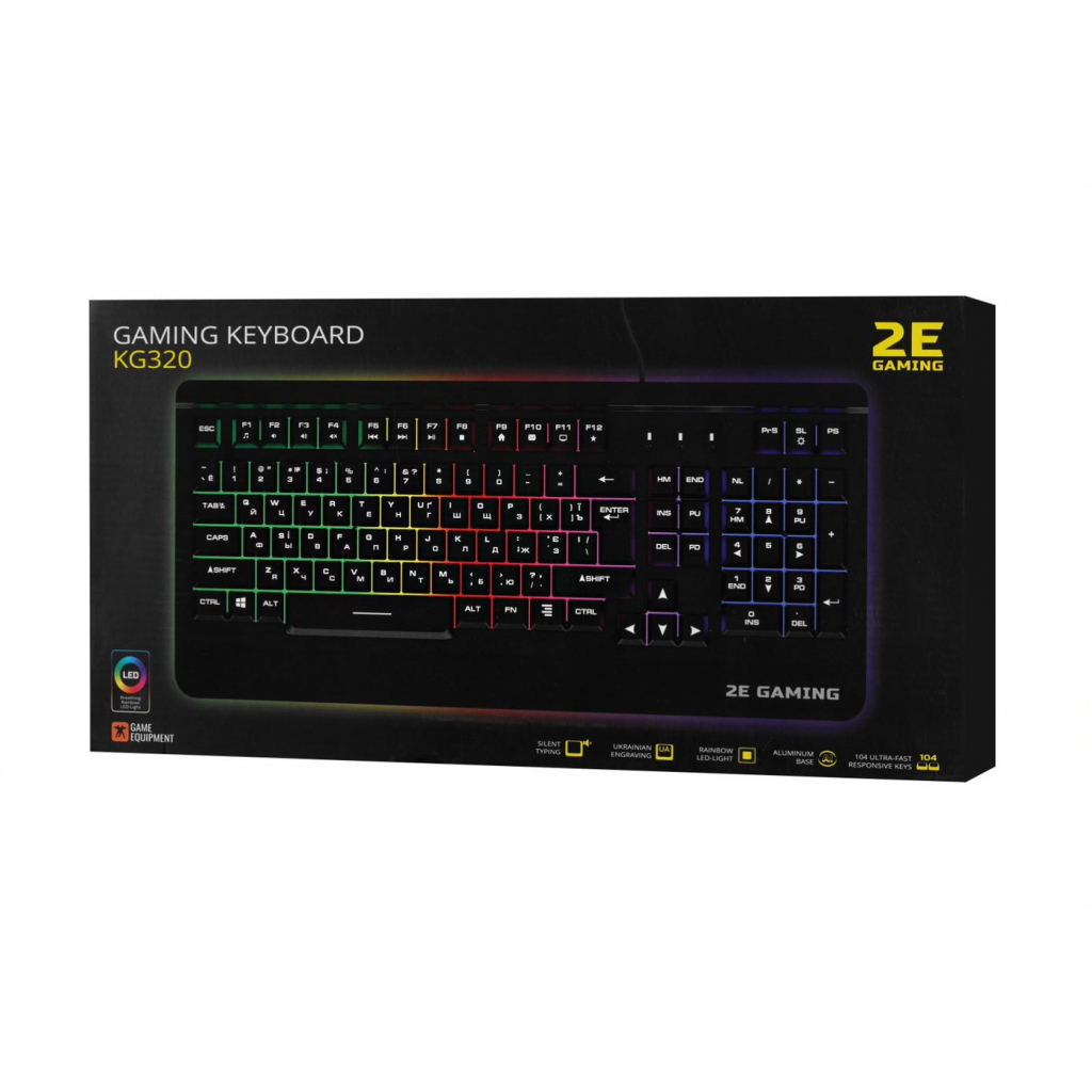 Клавіатура 2E KG320 LED USB Black Ukr (2E-KG320UB) - зображення 8