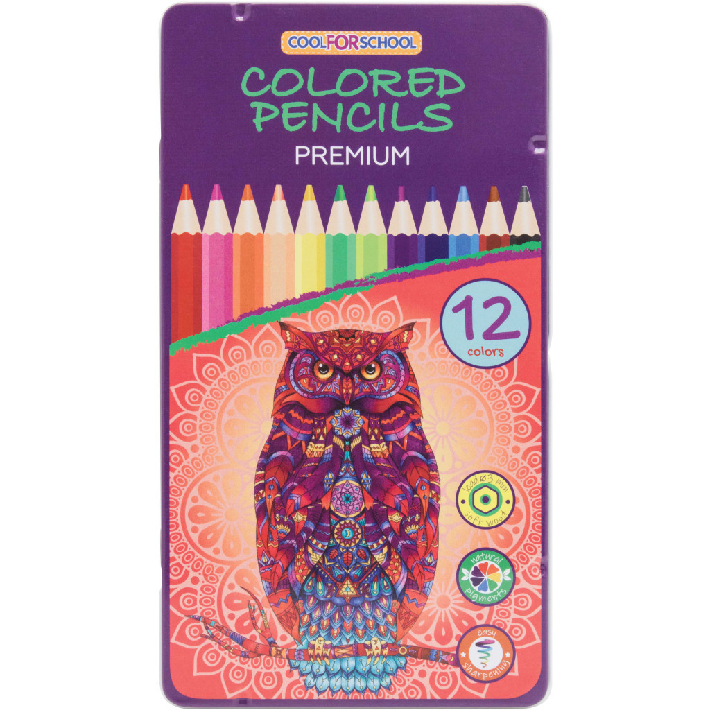 Олівці кольорові Cool For School Premium шестигранні, 12 кольорів (CF15173) - зображення 1