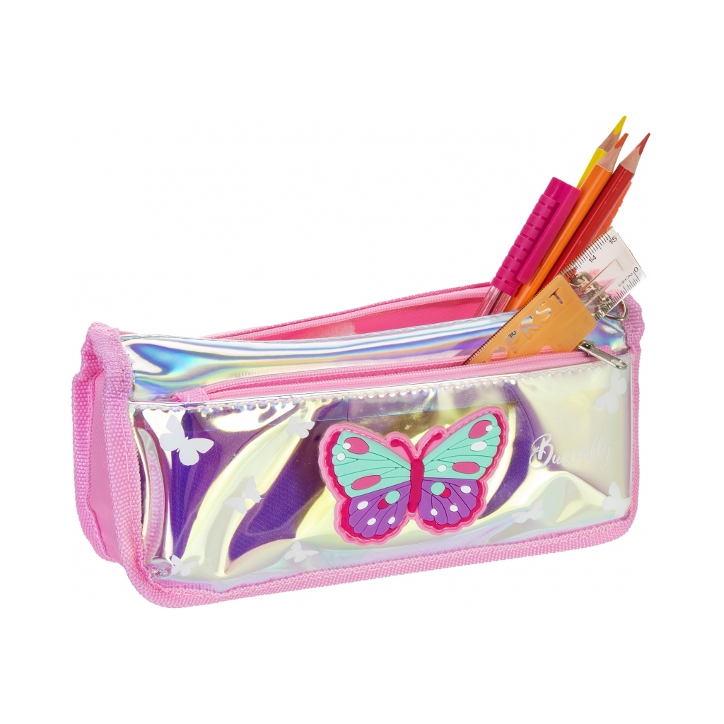 Пенал Cool For School голографічний 2 відділення Butterfly рожевий (CF86966) - зображення 2