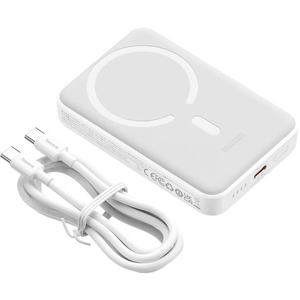 Батарея універсальна Baseus Magnetic Mini 10000mAh 30W, White (PPCX110002\PPCXM1030) (P10022105212-01) - зображення 3