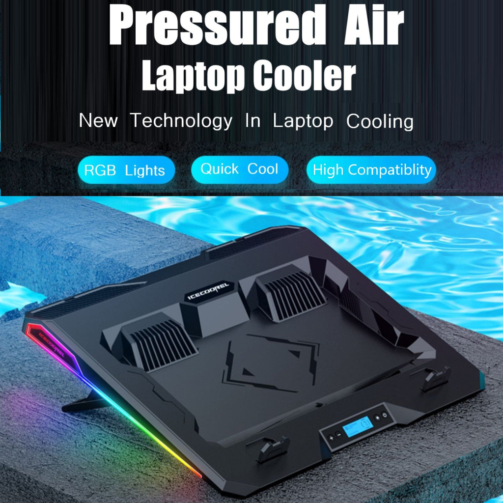 Підставка до ноутбука IceCoorel 10-15.6", 2*60mm 2800 RPM, USB2.0+LCD+speed control., 400x350x45mm (A3) - изображение 2