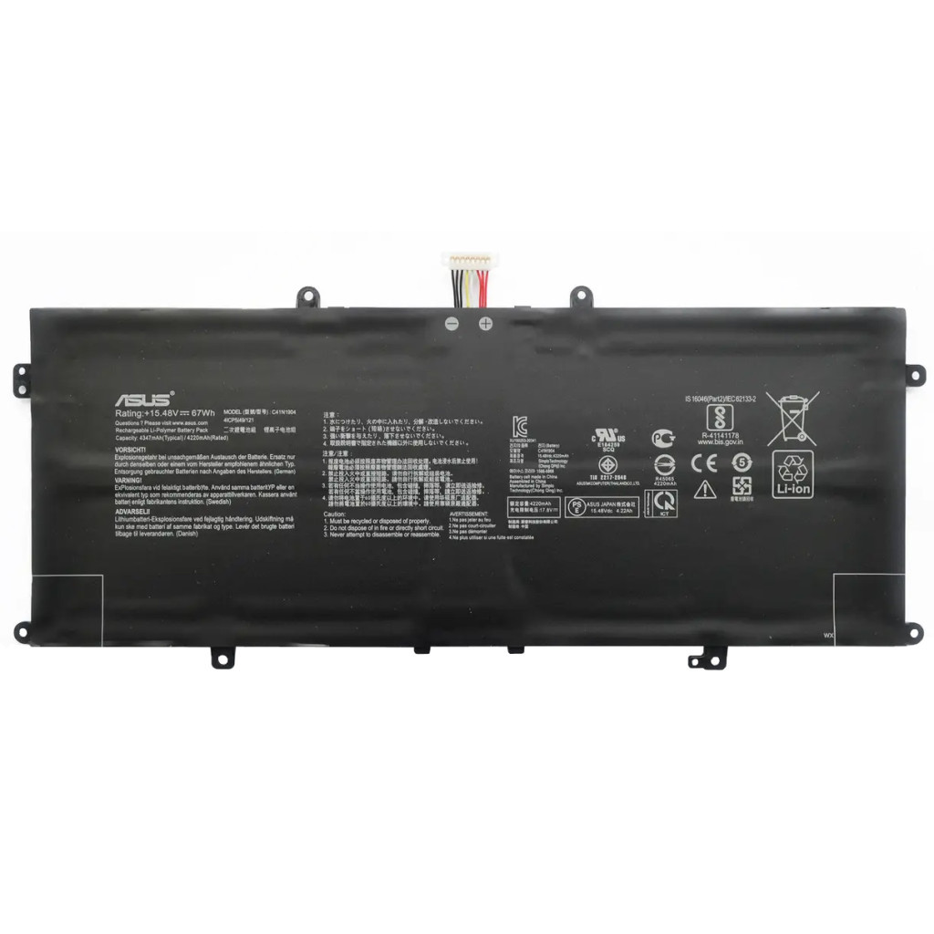 Акумулятор до ноутбука ASUS ZenBook UX325 C41N1904, 4347mAh (67Wh), 4cell, 15.48V, Li-Pol (A47818) - зображення 1