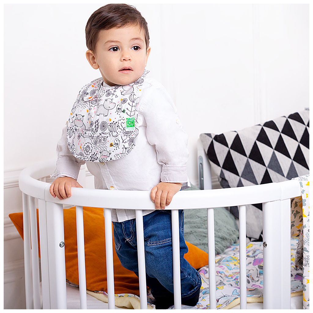 Слинявчик Еко Пупс Eco Cotton Premium непромокаючий з кишенею Бегемотик (EPB-005) - зображення 2