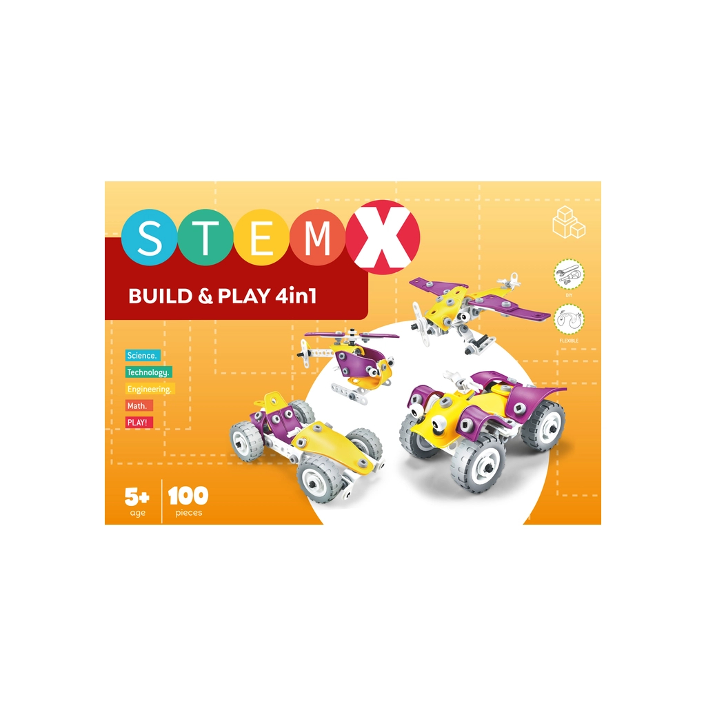 Конструктор Stem з болтами Build&Play 4 в 1 на 100 деталей (3858894673308) - зображення 6