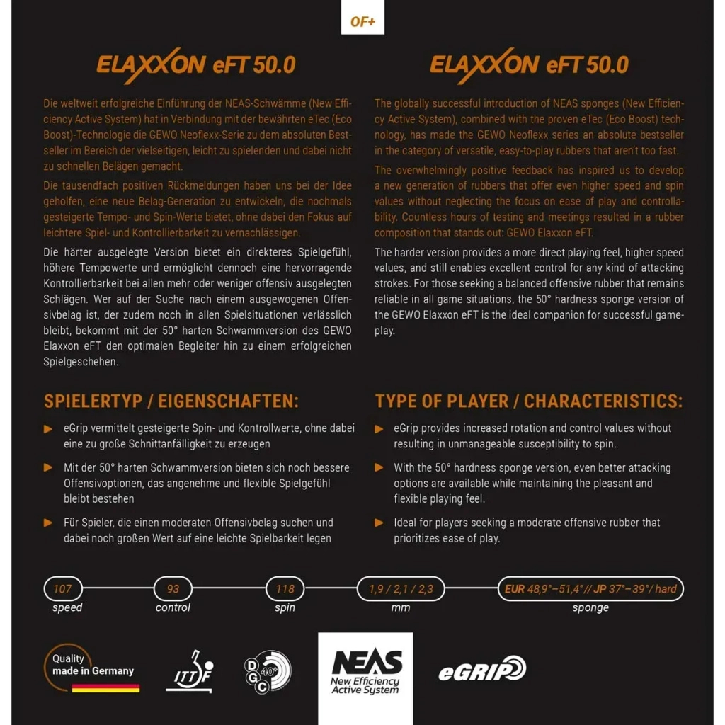 Ракетка для настільного тенісу Gewo Allround Classic, Elaxxon 50.0 + 45.0 ST (1163900001) (931904) - picture 4