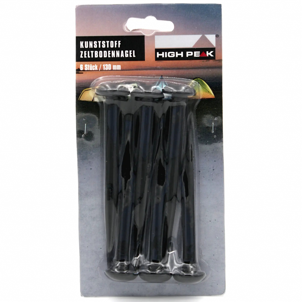 Комплект кілочків High Peak ABS Mushroom Peg 13 см 6 шт Black (929001) - зображення 1