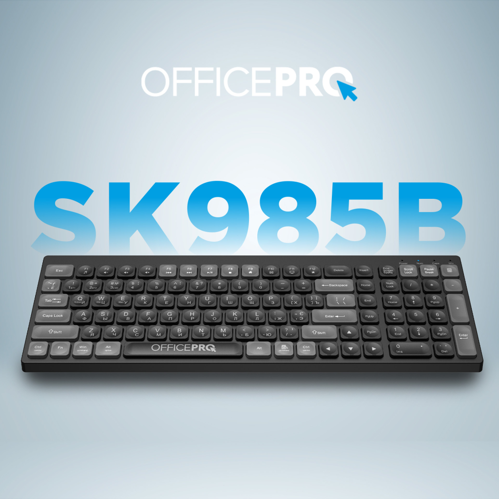 Клавіатура OfficePro SK985B Wireless/Bluetooth Black (SK985B) - зображення 7