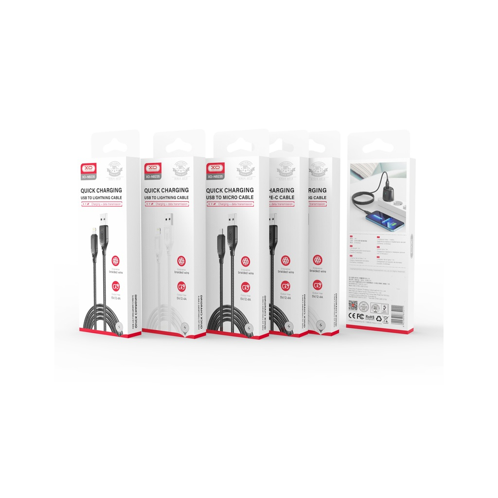 Дата кабель USB 2.0 AM to Micro 5P 1.0m braided black XO (NB235_M_Black) - зображення 3