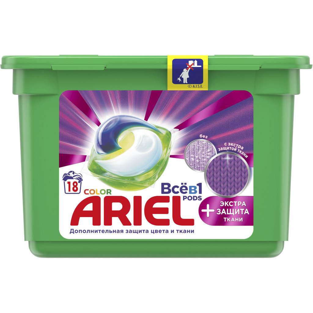 Капсули для прання Ariel Pods Все-в-1 + Екстра захист тканини 18 шт. (8001841959641) - зображення 1