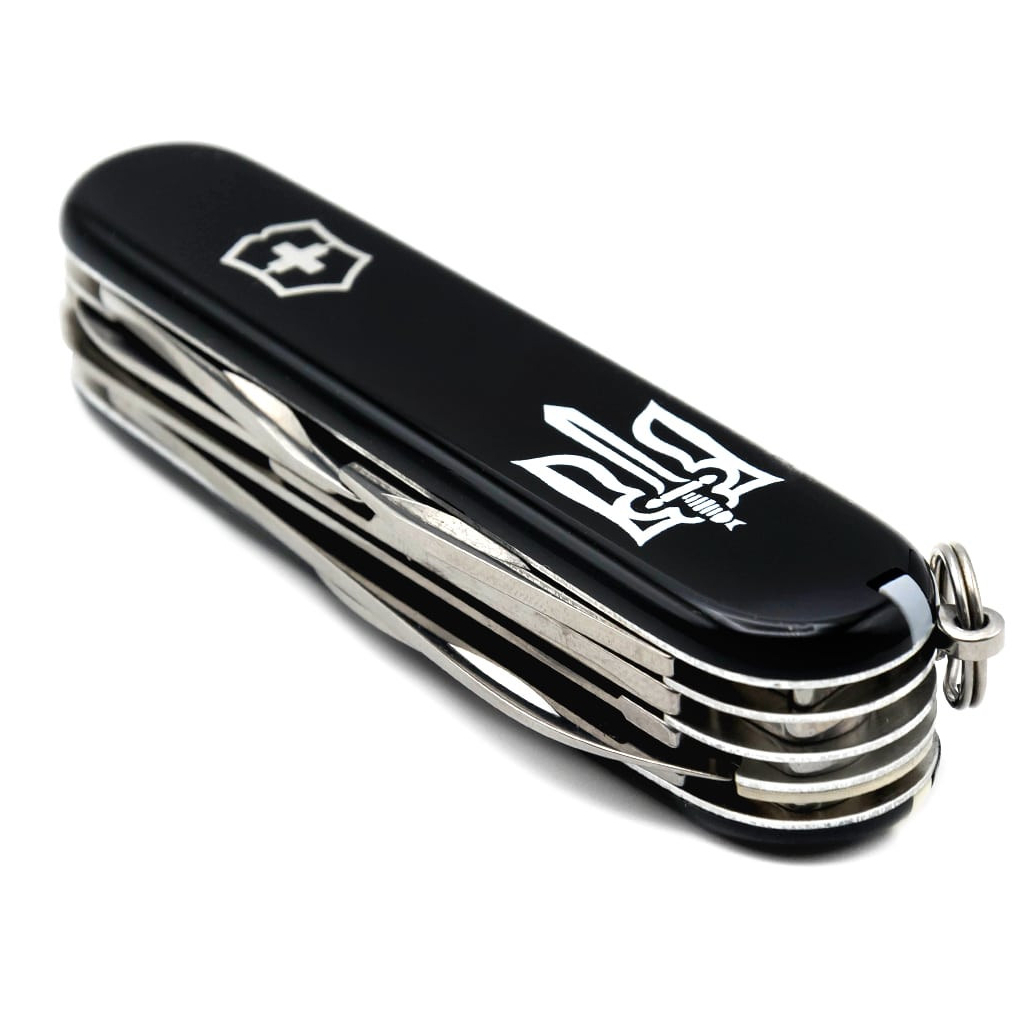 Ніж Victorinox Huntsman Ukraine Black "Тризуб ОУН" (1.3713.3_T0300u) - зображення 4