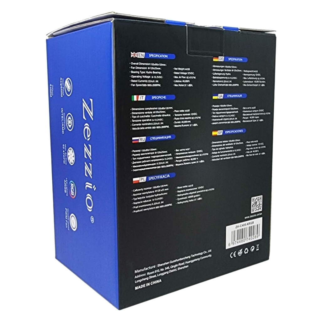 Кулер до процесора Zezzio ZH-C400 ARGB - зображення 8